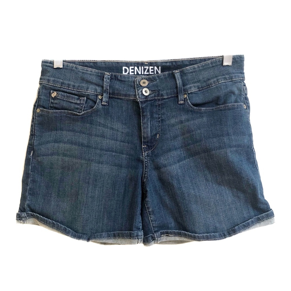 Levi's Denizen Medium Wash Whiskered Jean Mini Casual Cute Denim Shorts EUC 4